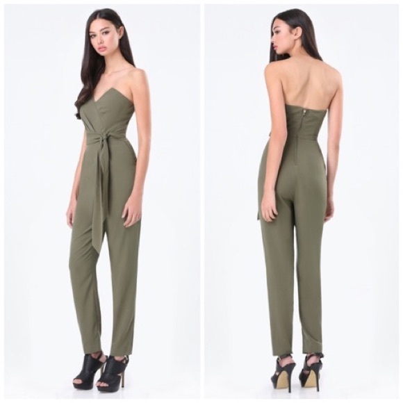 white strapless jumpsuit - Picture 3 of 8